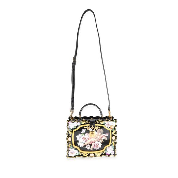 Dolce & Gabbana Hand Painted Wooden Cherub Box Bag with Snakeskin Strap - Picture 4 of 8
